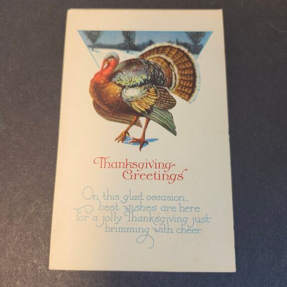Thanksgiving Vintage Postcard Lot Of 2 Unposted Turkey Greetings USA - Picture 3 of 9